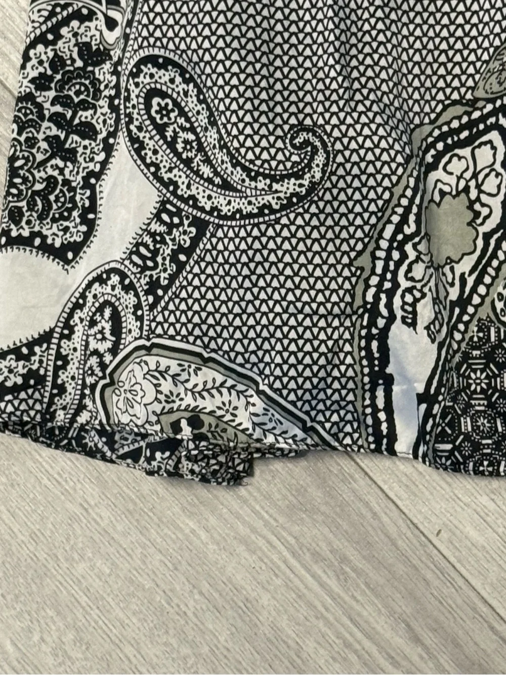 100% Silk OC by OC Paisley Print Summer Dress - Black & White